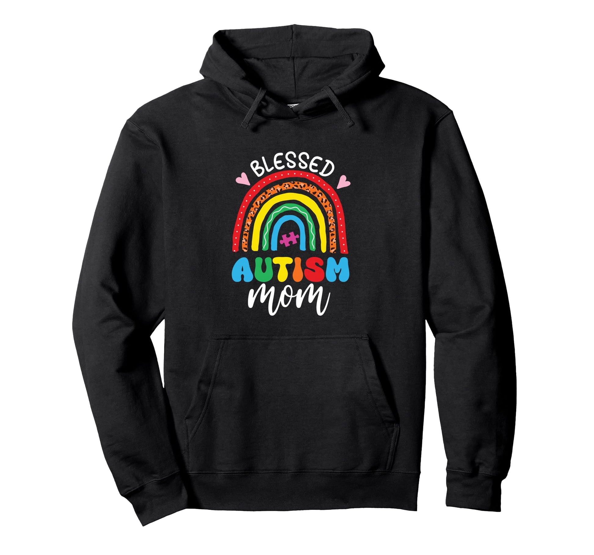 Rainbow Leopard Blessed Autism Mom Autism Hoodie - Streetwear Style Unisex - T-Shirt, Sweatshirt, Hoodie