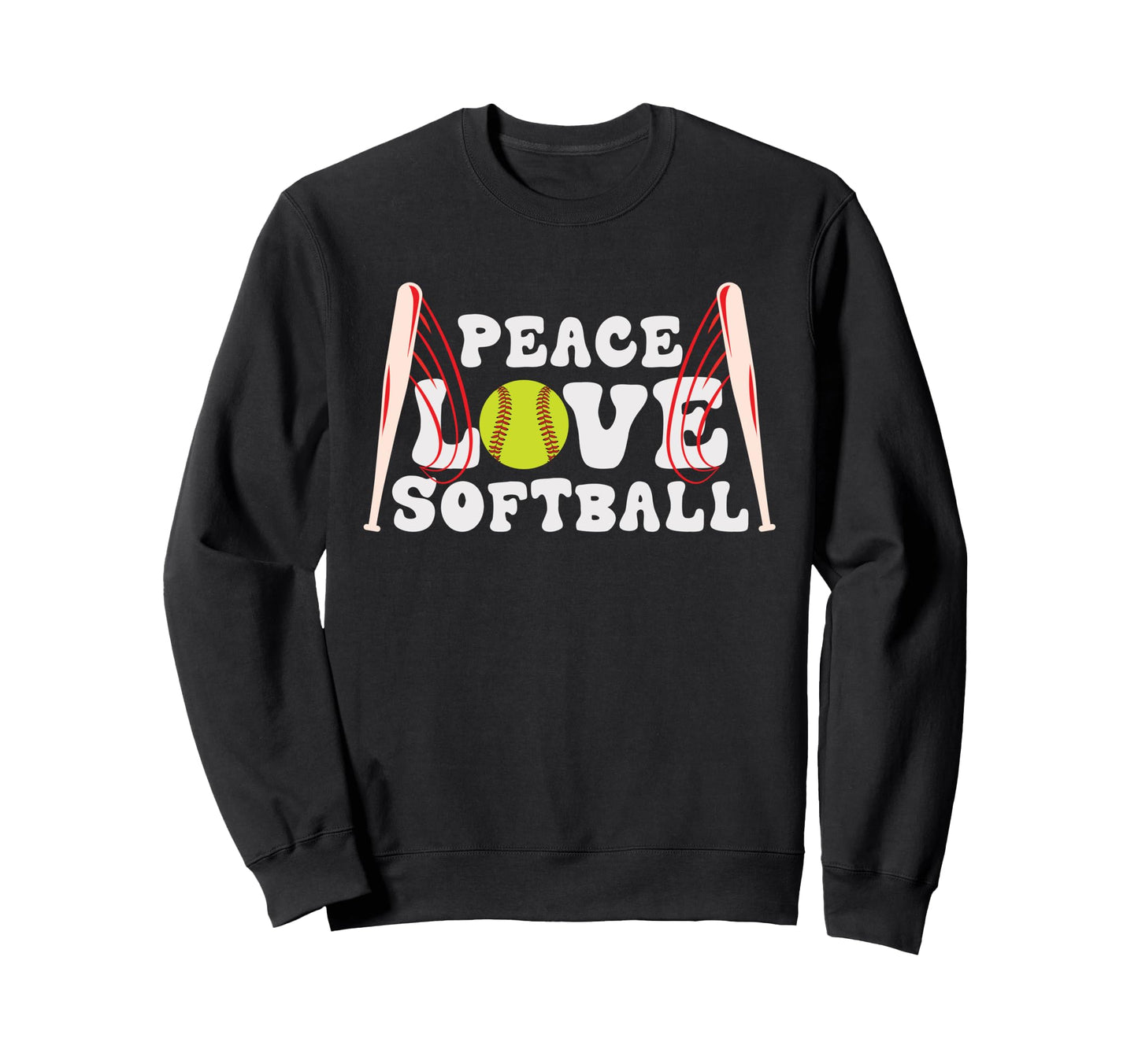 Peace Love Softball Sweatshirt - Streetwear Style Unisex - T-Shirt, Sweatshirt, Hoodie
