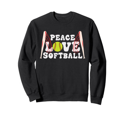 Peace Love Softball Sweatshirt - Streetwear Style Unisex - T-Shirt, Sweatshirt, Hoodie