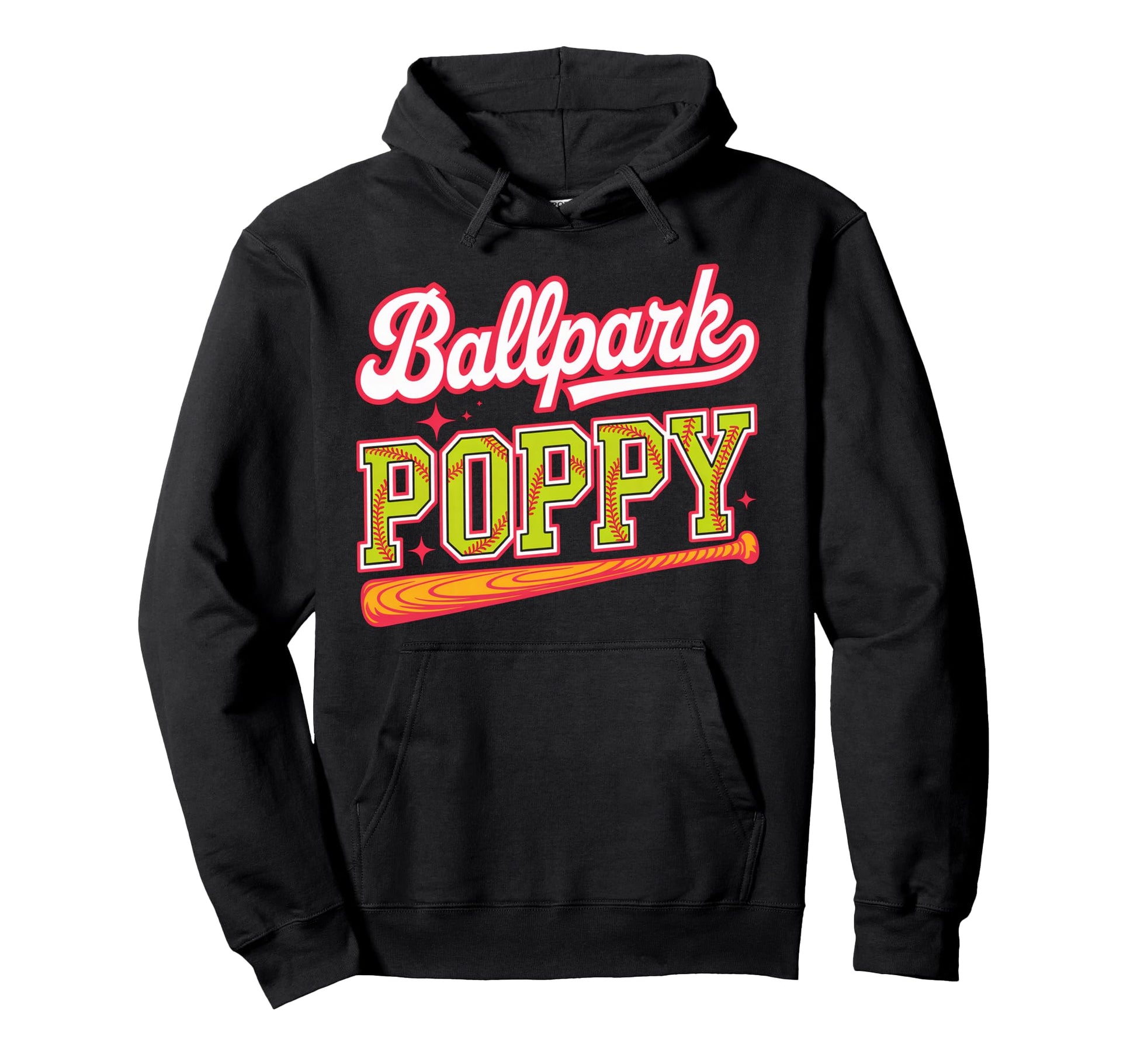Ballpark Poppy Softball Grandpa Ball Game Hoodie - Aesthetic Graphic Unisex - T-Shirt, Sweatshirt, Hoodie