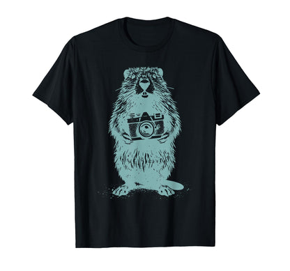 Beaver Holding Camera Photography T-Shirt - Aesthetic Graphic Men Women - T-Shirt, Sweatshirt, Hoodie