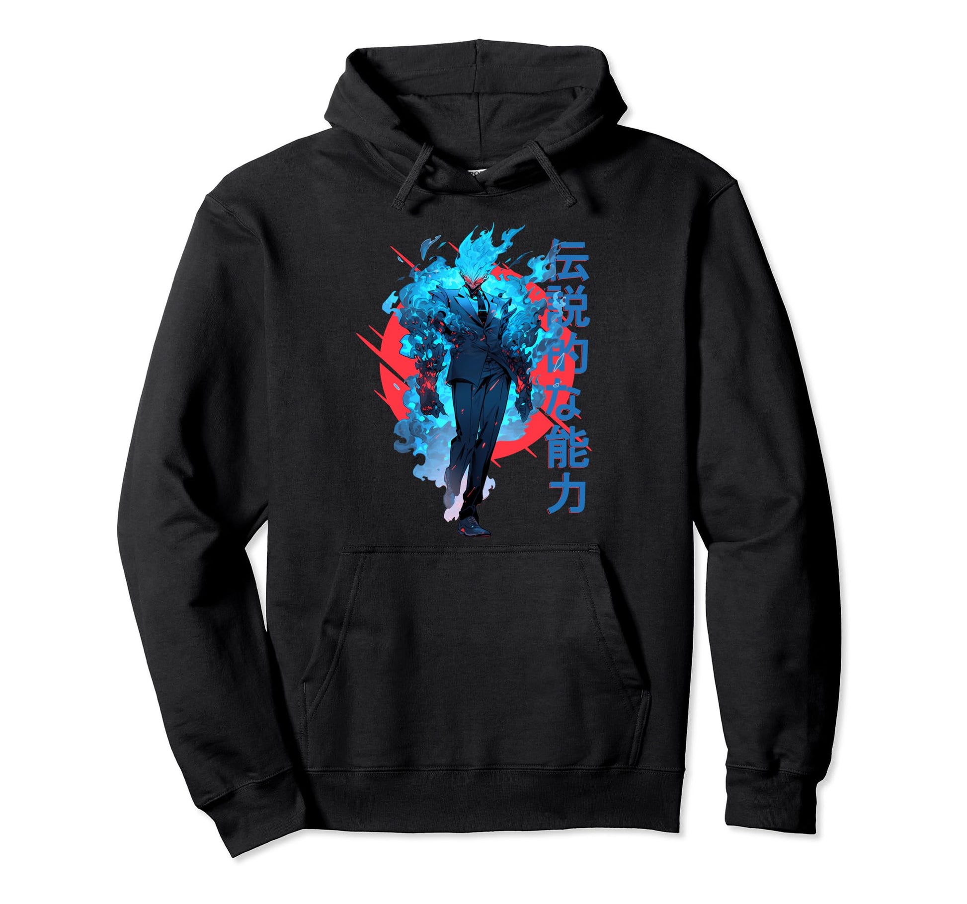 Blue Fire Demon Fantasy Anime Japanese Hoodie - Custom Art Print Unisex - T-Shirt, Sweatshirt, Hoodie