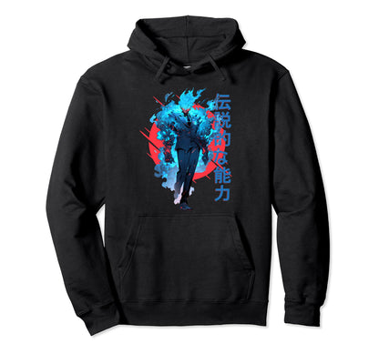 Blue Fire Demon Fantasy Anime Japanese Hoodie - Custom Art Print Unisex - T-Shirt, Sweatshirt, Hoodie