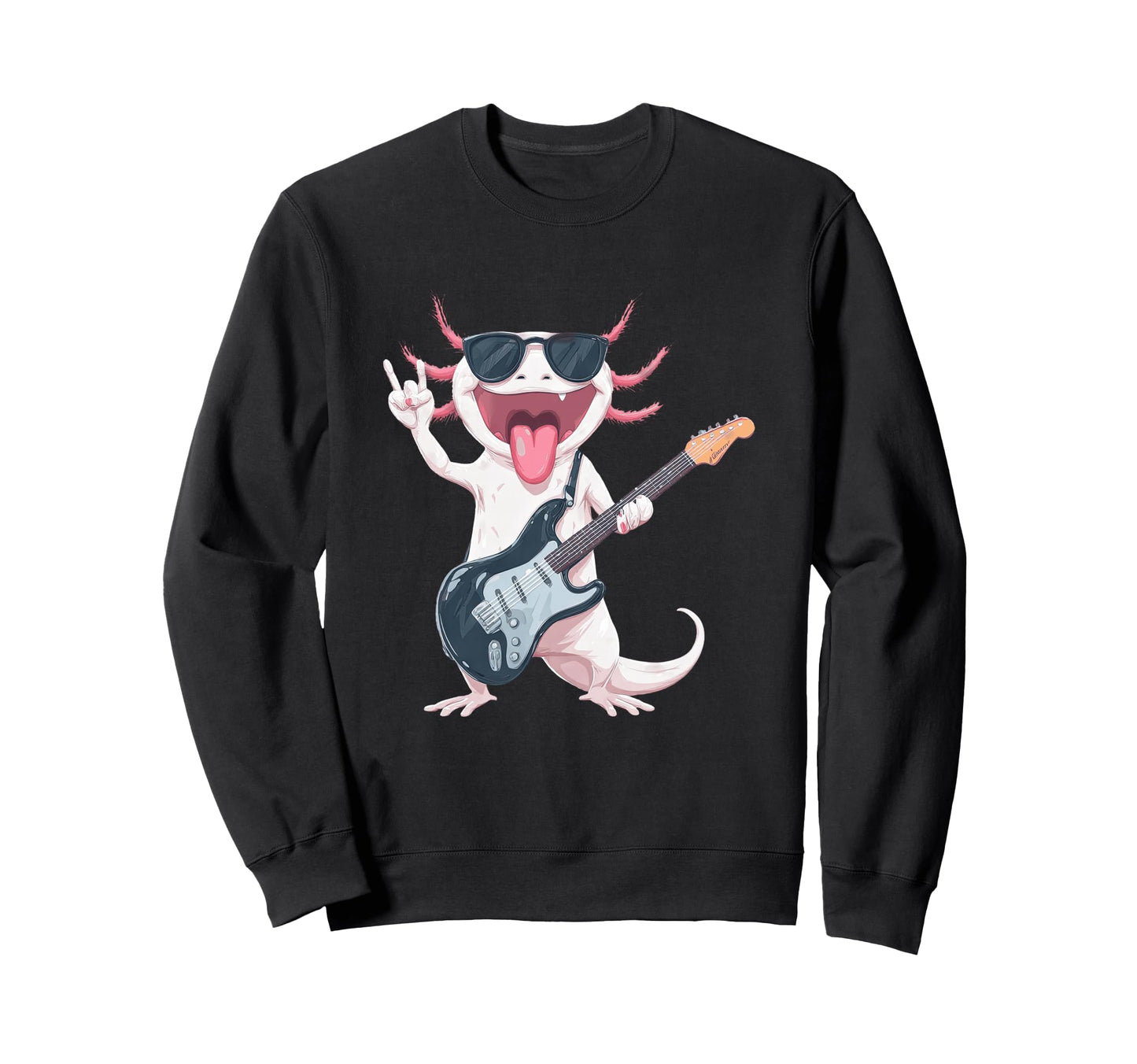 Axolotl Rock Music Guitar Sweatshirt - Fun Novelty Design for Adults - T-Shirt, Sweatshirt, Hoodie
