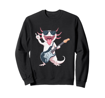 Axolotl Rock Music Guitar Sweatshirt - Fun Novelty Design for Adults - T-Shirt, Sweatshirt, Hoodie