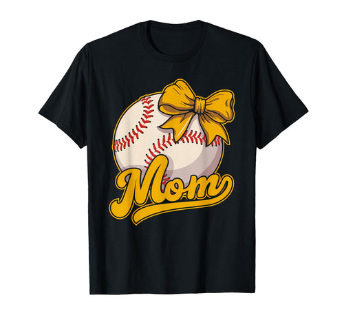 Baseball Mom Softball Mom Coquette Bow T-Shirt - Novelty Apparel Unisex - T-Shirt, Sweatshirt, Hoodie