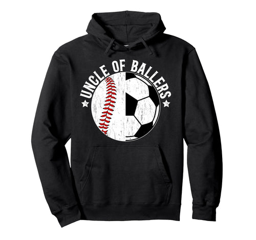 Uncle Ballers Baseball Soccer Uncle Hoodie - Minimalist Print Men Women - T-Shirt, Sweatshirt, Hoodie