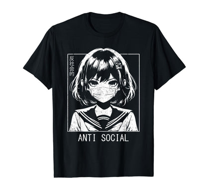 Anti Social Anime Vaporwave Aesthetic T-Shirt - Unique Graphic Unisex - T-Shirt, Sweatshirt, Hoodie