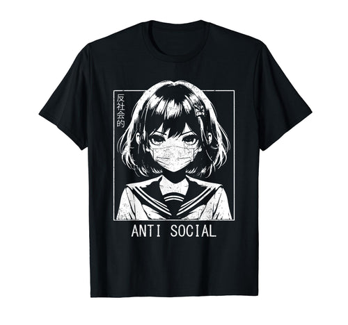 Anti Social Anime Vaporwave Aesthetic T-Shirt - Unique Graphic Unisex - T-Shirt, Sweatshirt, Hoodie