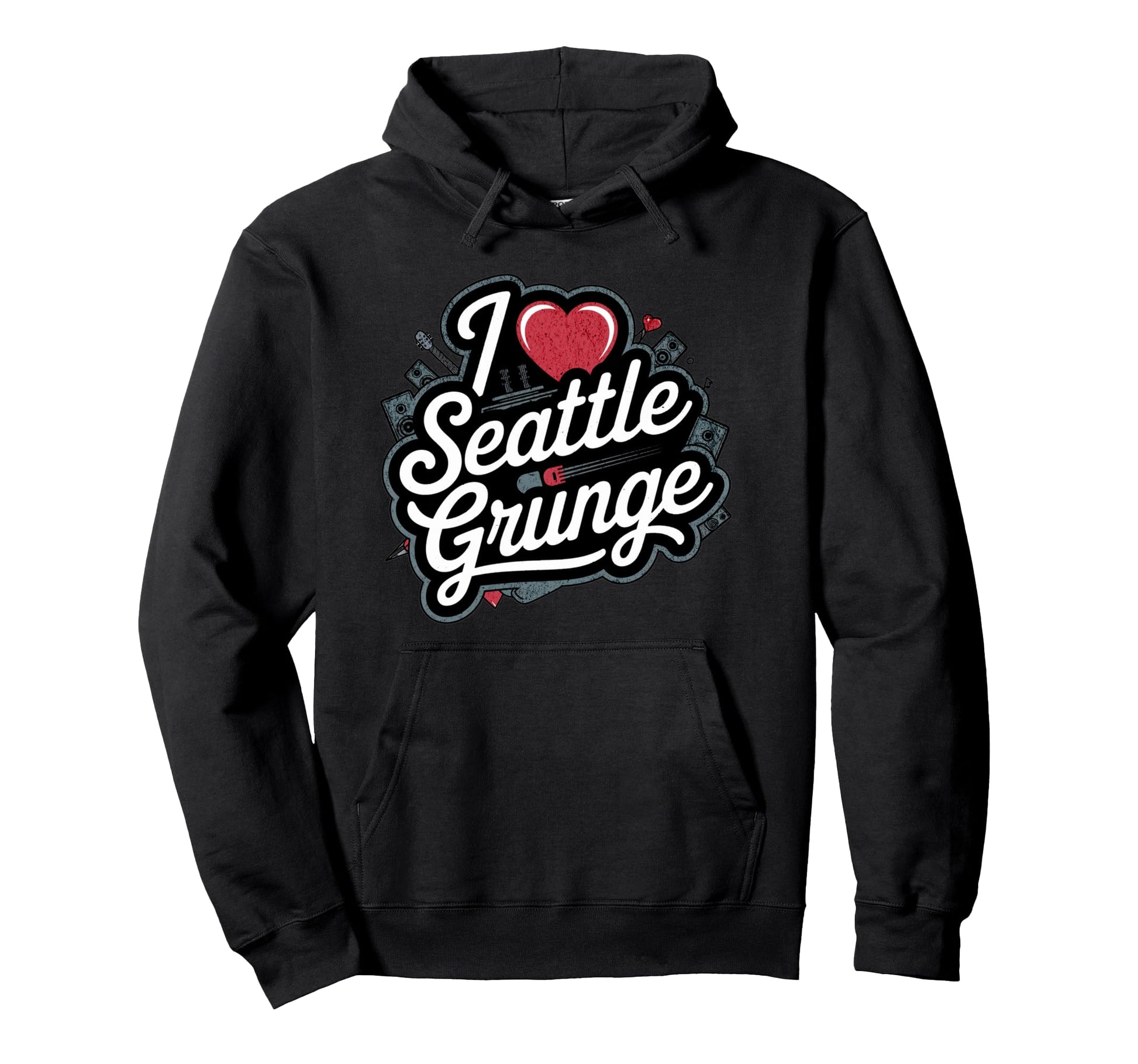 I Love Seattle Grunge Music 90S Hoodie - Casual Everyday Wear Men Women - T-Shirt, Sweatshirt, Hoodie