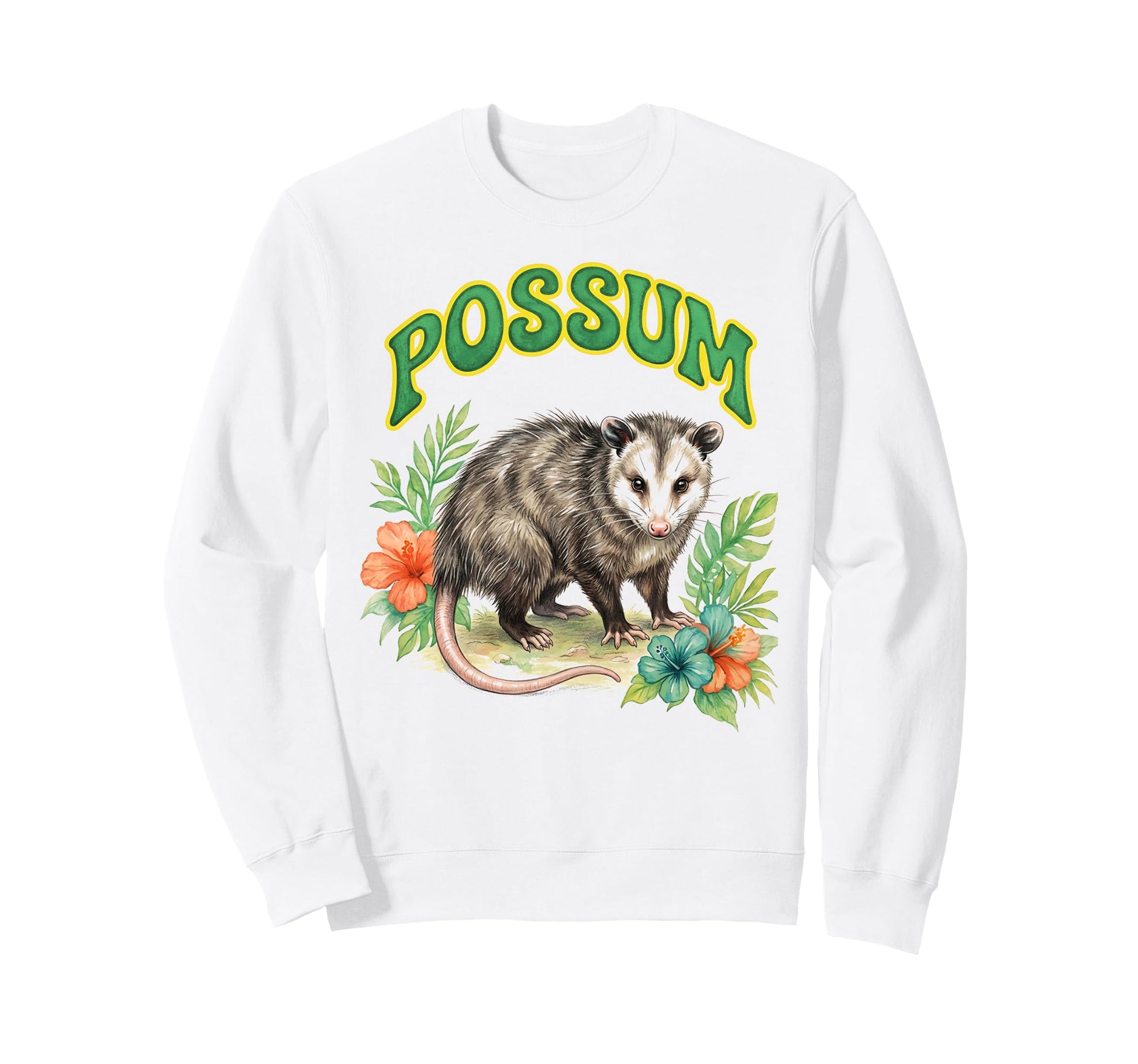 Opossum Groovy Floral Possum Sweatshirt - Unique Graphic Men Women - T-Shirt, Sweatshirt, Hoodie