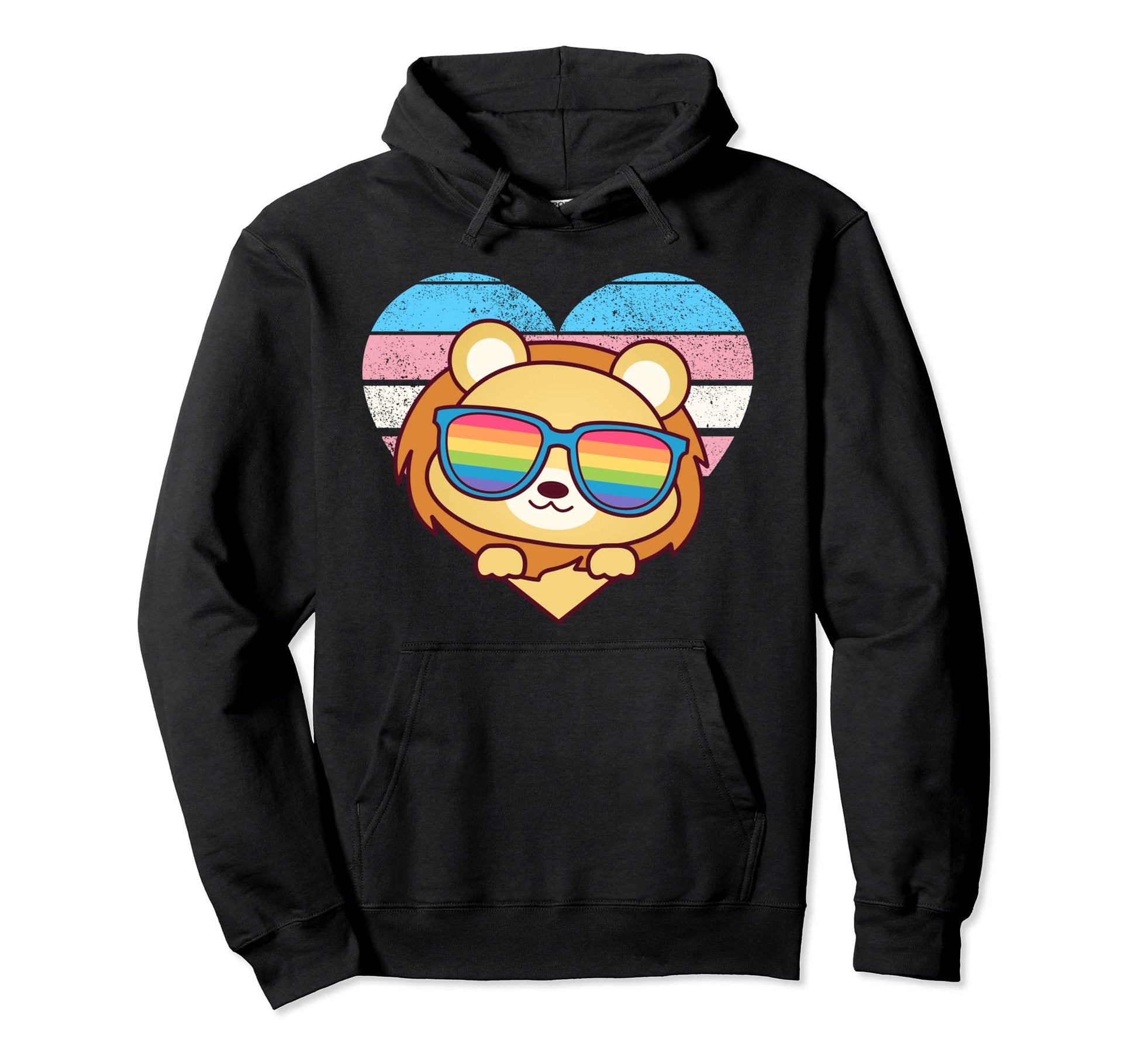 Lion Pride Trans Flag Rainbow Sunglasses Hoodie - Unique Graphic Men Women - T-Shirt, Sweatshirt, Hoodie