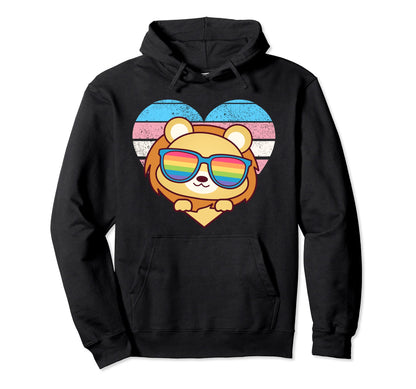 Lion Pride Trans Flag Rainbow Sunglasses Hoodie - Unique Graphic Men Women - T-Shirt, Sweatshirt, Hoodie