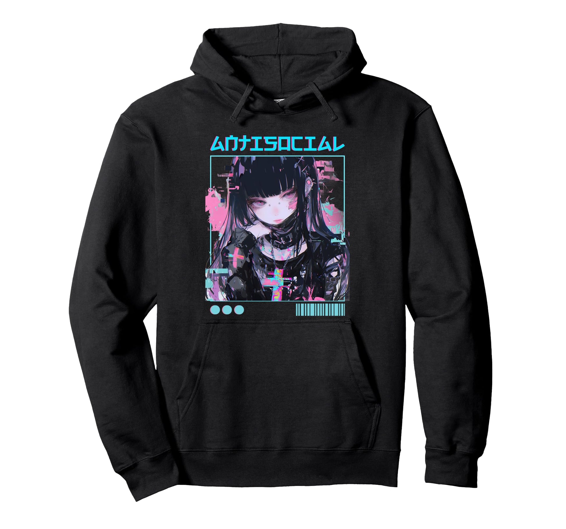 Anti Social Goth Vaporwave Glitch Hoodie - Novelty Apparel for Adults - T-Shirt, Sweatshirt, Hoodie