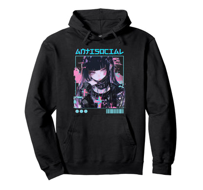 Anti Social Goth Vaporwave Glitch Hoodie - Novelty Apparel for Adults - T-Shirt, Sweatshirt, Hoodie