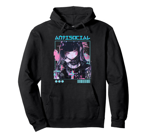 Anti Social Goth Vaporwave Glitch Hoodie - Novelty Apparel for Adults - T-Shirt, Sweatshirt, Hoodie