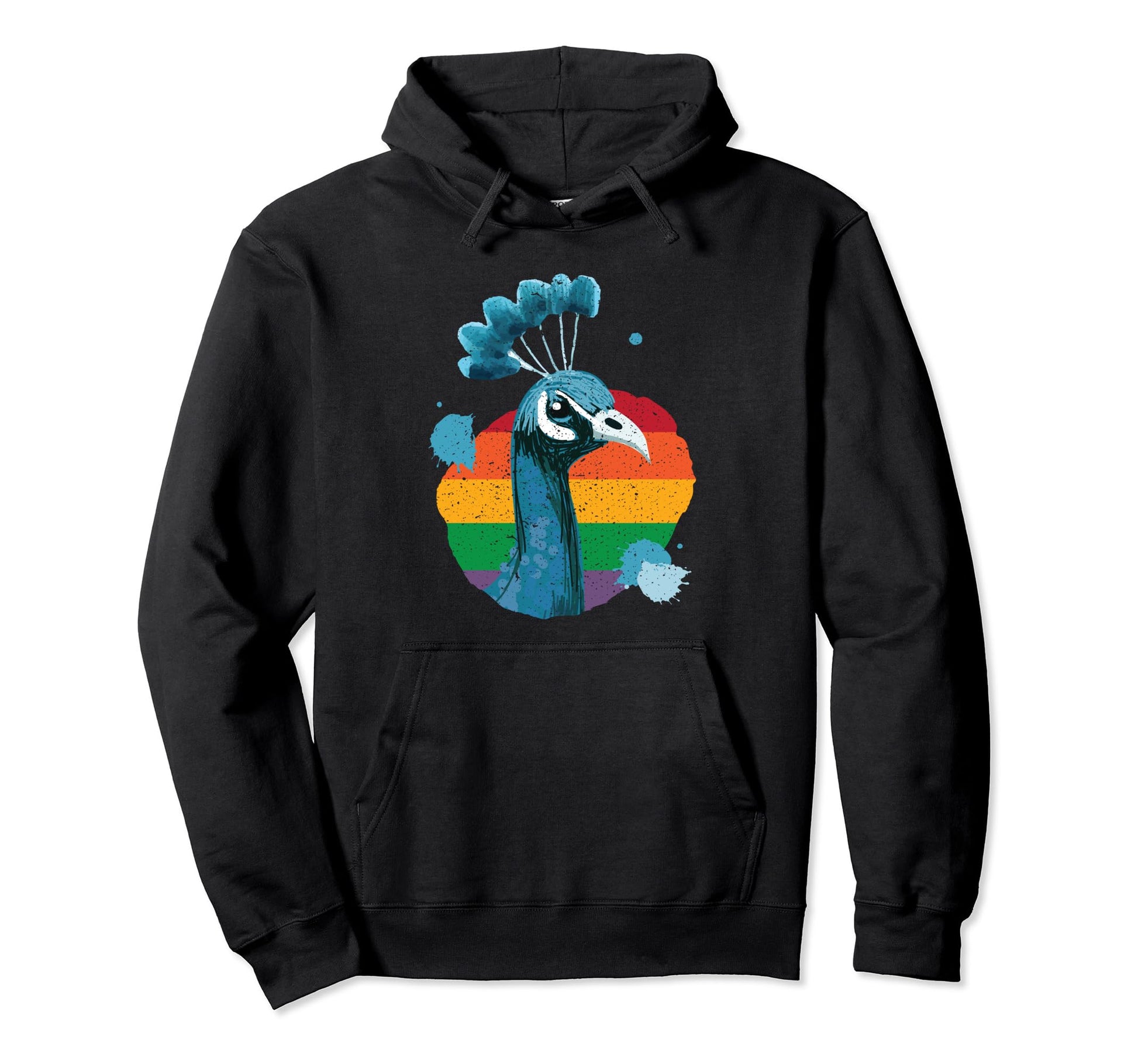 Rainbow Peacock Bird Beauty Hoodie - Casual Everyday Wear for Adults - T-Shirt, Sweatshirt, Hoodie