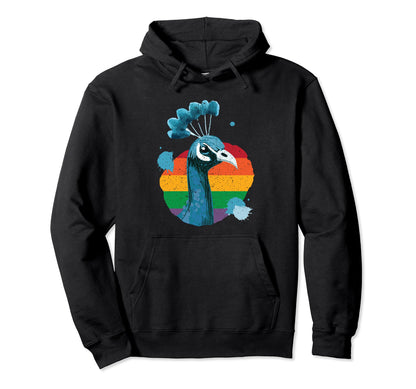 Rainbow Peacock Bird Beauty Hoodie - Casual Everyday Wear for Adults - T-Shirt, Sweatshirt, Hoodie