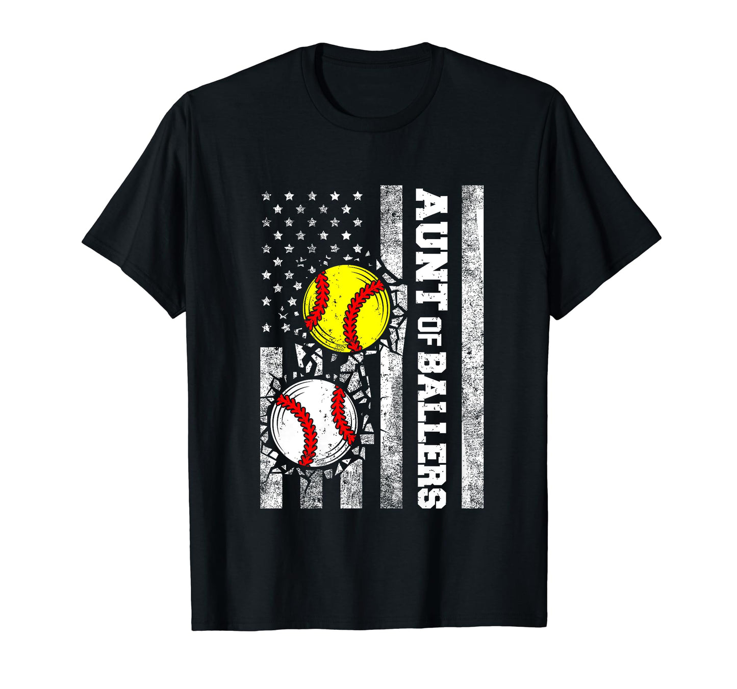 Aunt Ballers Funny Usa Flag Baseball T-Shirt - Trendy Graphic Unisex - T-Shirt, Sweatshirt, Hoodie