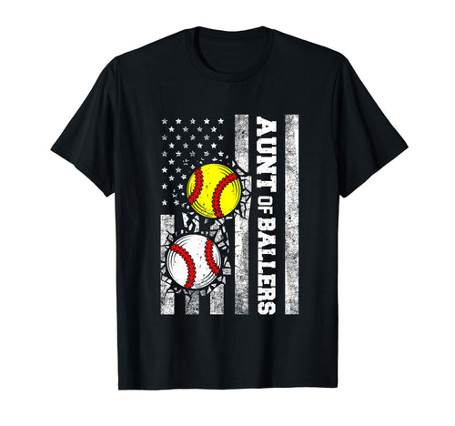 Aunt Ballers Funny Usa Flag Baseball T-Shirt - Trendy Graphic Unisex - T-Shirt, Sweatshirt, Hoodie