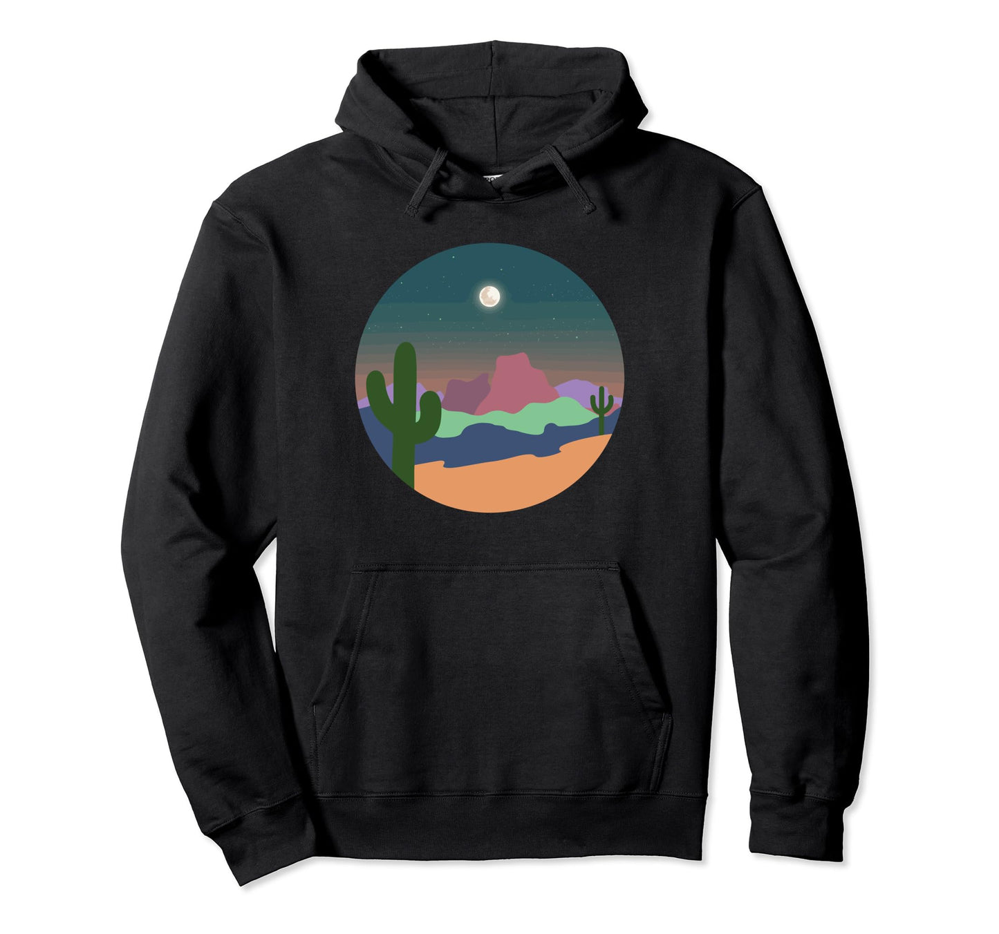 Boho Desert Cactus Moon Western Hoodie - Fun Novelty Design Men Women - T-Shirt, Sweatshirt, Hoodie