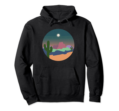 Boho Desert Cactus Moon Western Hoodie - Fun Novelty Design Men Women - T-Shirt, Sweatshirt, Hoodie