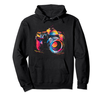 Camera Photography Watercolor Art Hoodie - Unique Graphic Men Women - T-Shirt, Sweatshirt, Hoodie