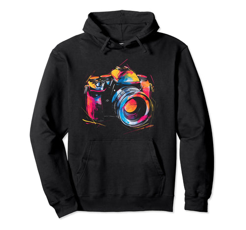 Camera Photography Watercolor Art Hoodie - Unique Graphic Men Women - T-Shirt, Sweatshirt, Hoodie