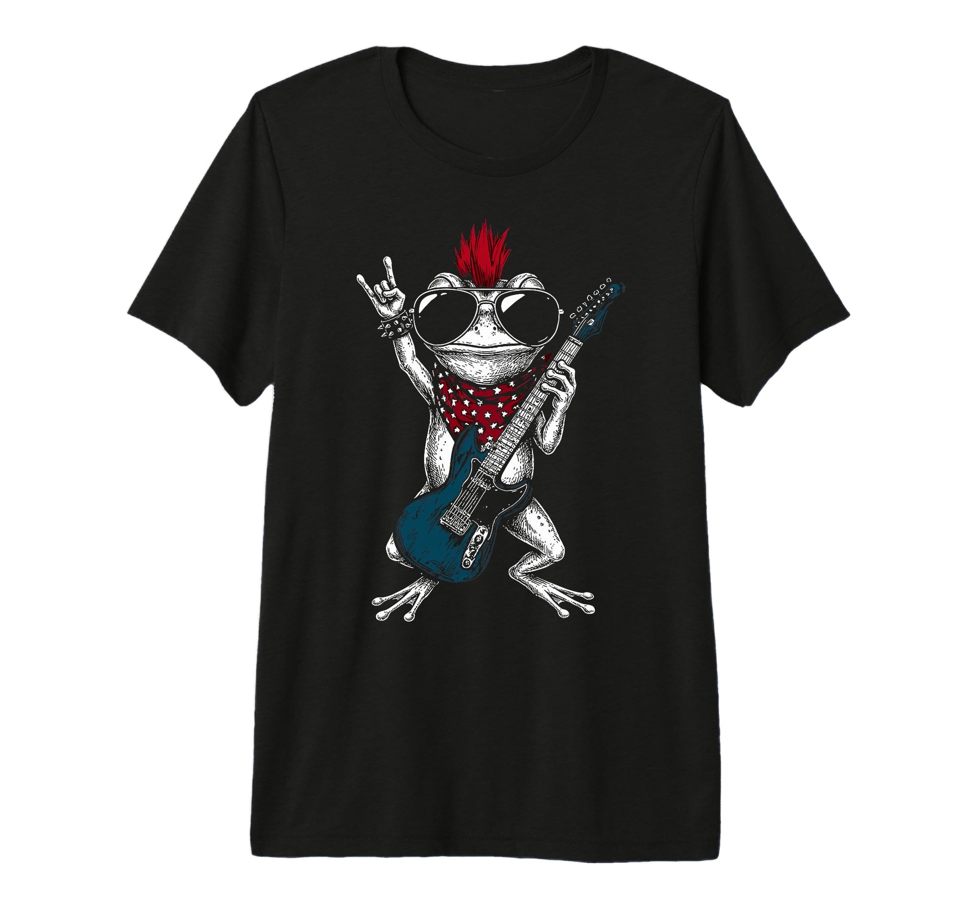 Funny Frog Playing Guitar Usa T-Shirt - Custom Art Print Men Women - T-Shirt, Sweatshirt, Hoodie