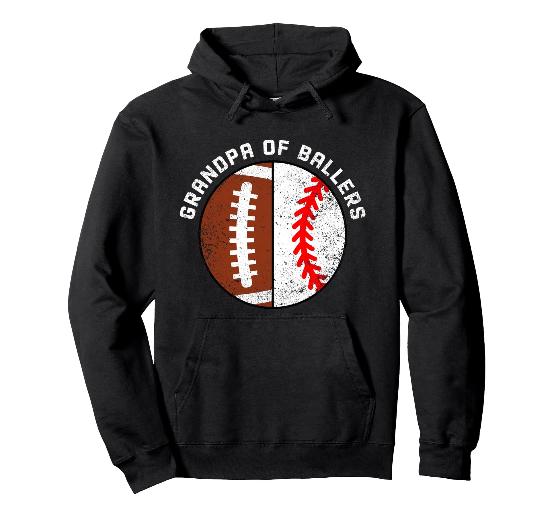 Grandpa Ballers Funny Football Baseball Hoodie - Graphic Print for Adults - T-Shirt, Sweatshirt, Hoodie
