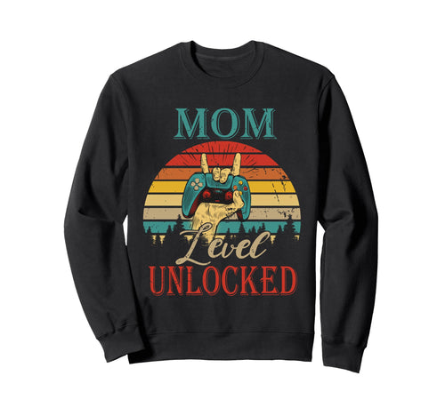 Mom Level Unlocked Game Controllers Sweatshirt - Minimalist Print Men Women - T-Shirt, Sweatshirt, Hoodie