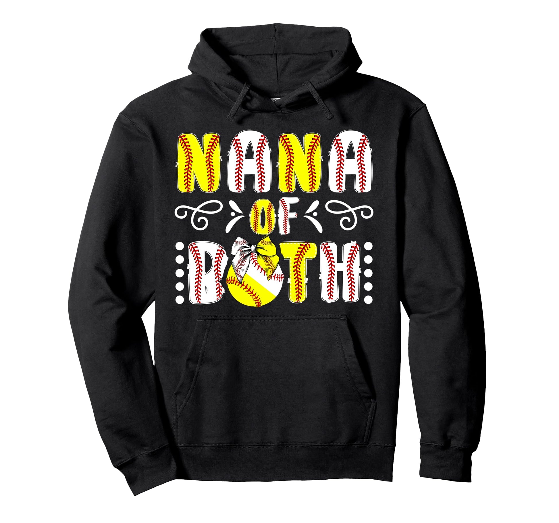 Nana Both Proud Softball Baseball Hoodie - Minimalist Print for Adults - T-Shirt, Sweatshirt, Hoodie