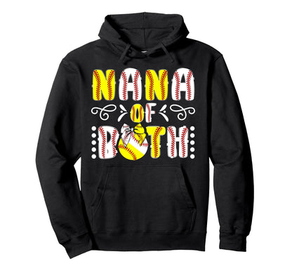 Nana Both Proud Softball Baseball Hoodie - Minimalist Print for Adults - T-Shirt, Sweatshirt, Hoodie