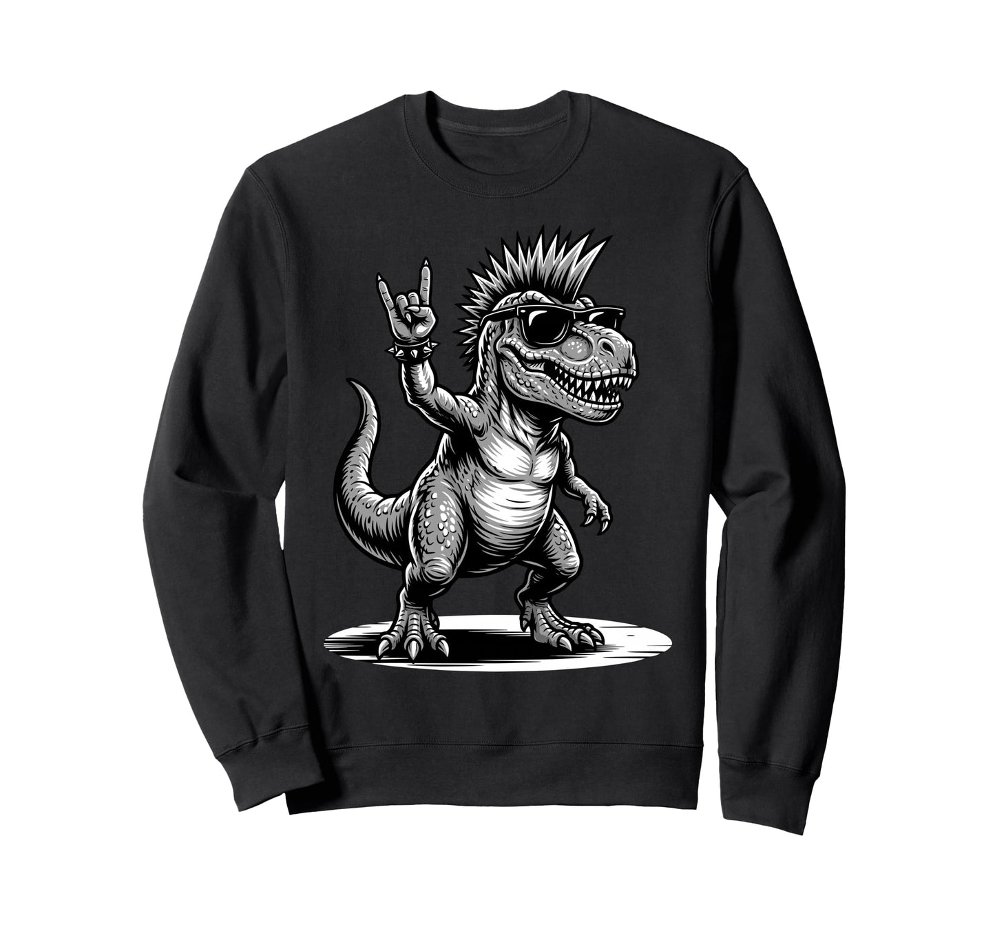 Funny T Rex Dino Loving Rock And Sweatshirt - Aesthetic Graphic Men Women - T-Shirt, Sweatshirt, Hoodie