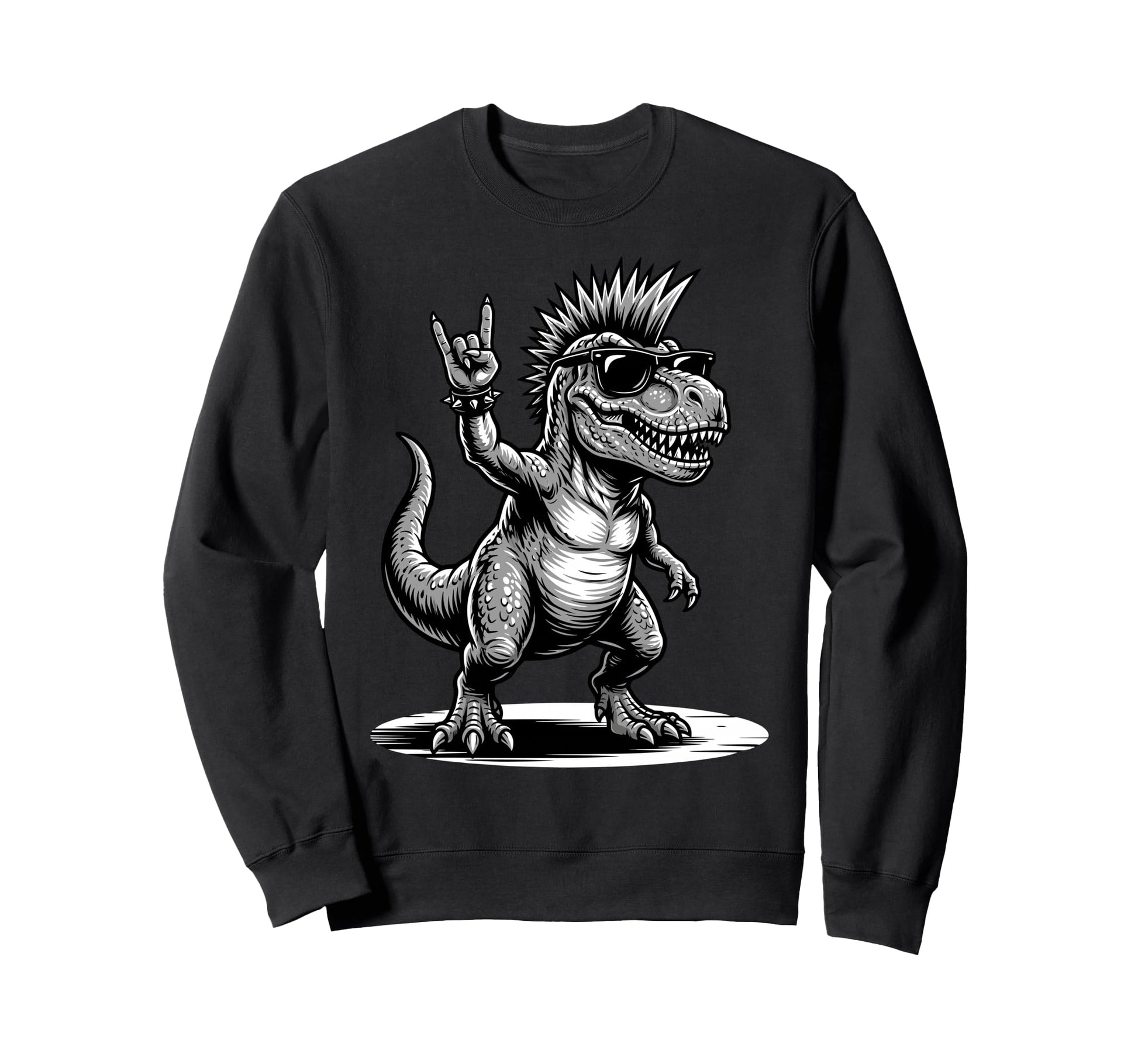 Funny T Rex Dino Loving Rock And Sweatshirt - Aesthetic Graphic Men Women - T-Shirt, Sweatshirt, Hoodie