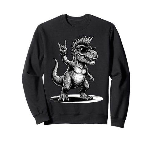 Funny T Rex Dino Loving Rock And Sweatshirt - Aesthetic Graphic Men Women - T-Shirt, Sweatshirt, Hoodie