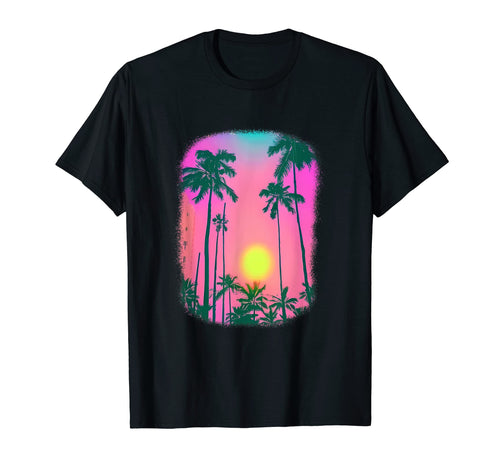 Nostalgic Sunrise 80S Palm Trees T-Shirt - Trendy Graphic for Adults - T-Shirt, Sweatshirt, Hoodie