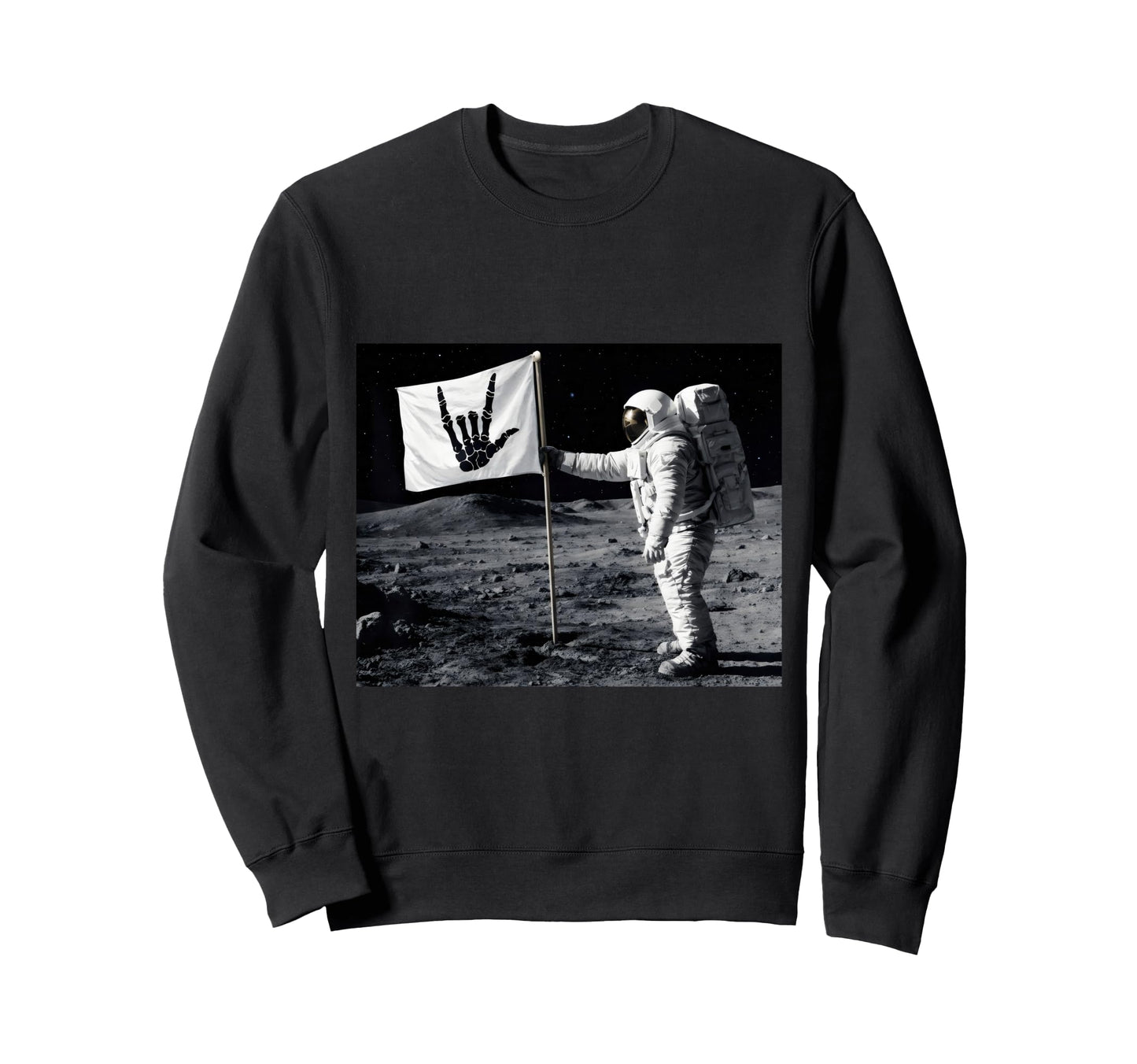 Astronaut Rock Skeleton Moon Sweatshirt - Aesthetic Graphic for Adults - T-Shirt, Sweatshirt, Hoodie