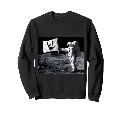 Astronaut Rock Skeleton Moon Sweatshirt - Aesthetic Graphic for Adults - T-Shirt, Sweatshirt, Hoodie