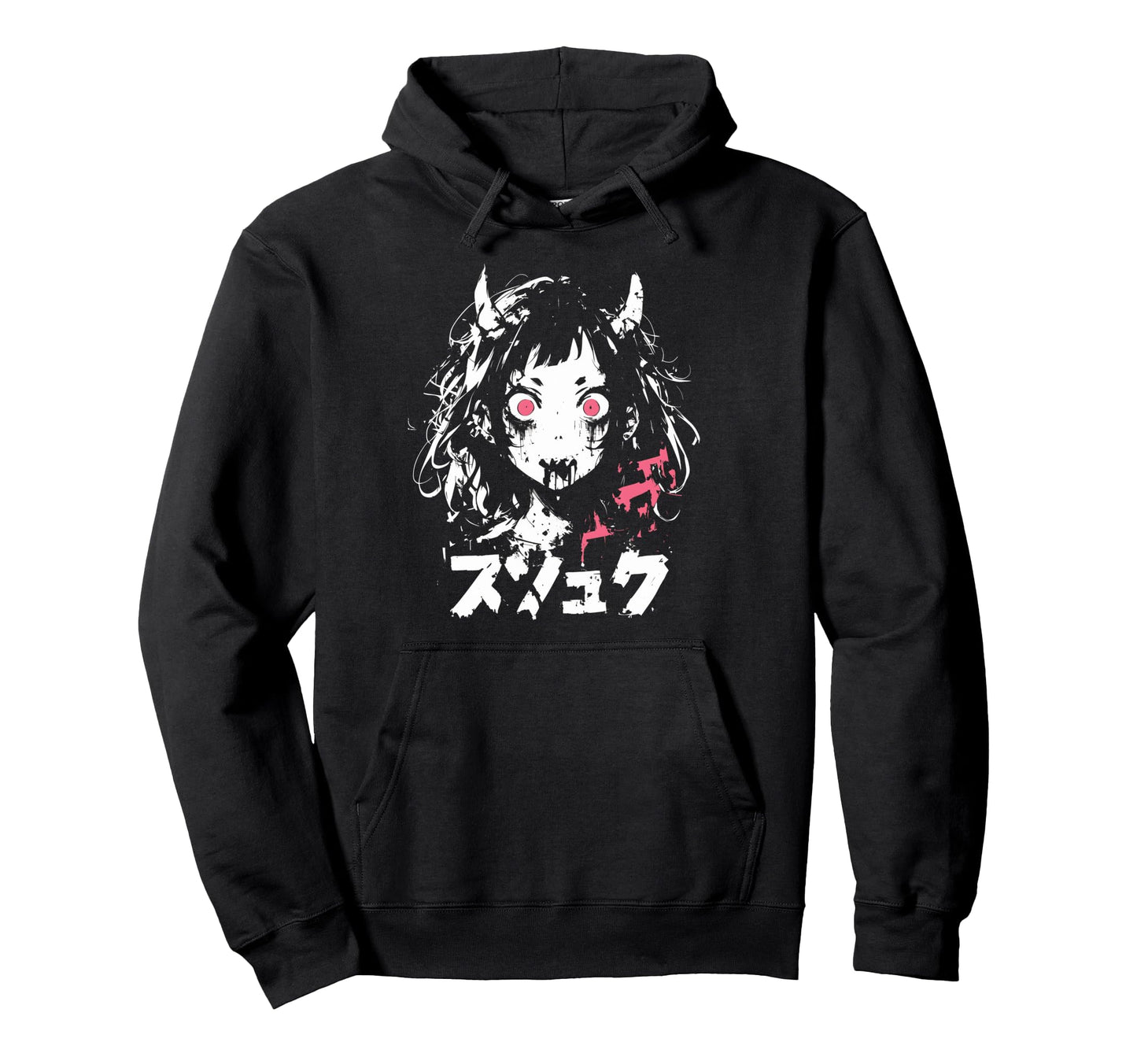 Goth Grunge Demon Anime Waifu Horror Hoodie - Minimalist Print Men Women - T-Shirt, Sweatshirt, Hoodie
