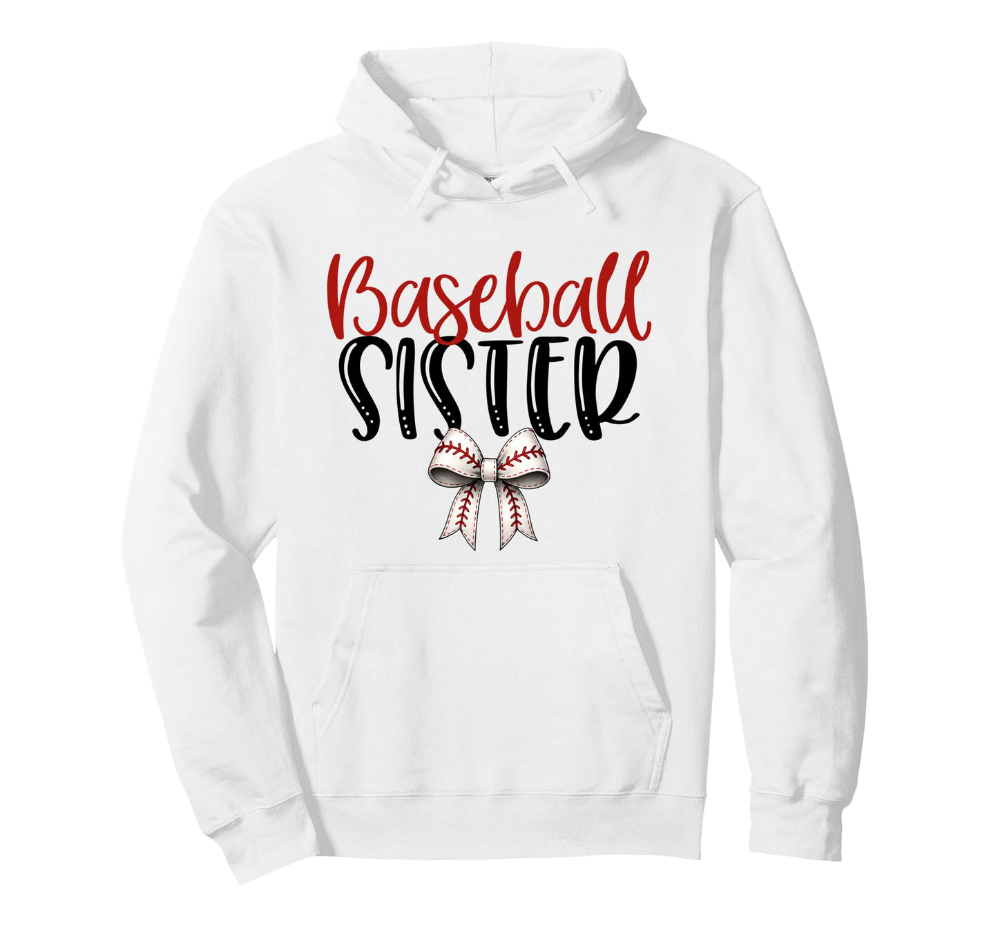 Baseball Sister Coquette Bow Game Day Hoodie - Graphic Print for Adults - T-Shirt, Sweatshirt, Hoodie