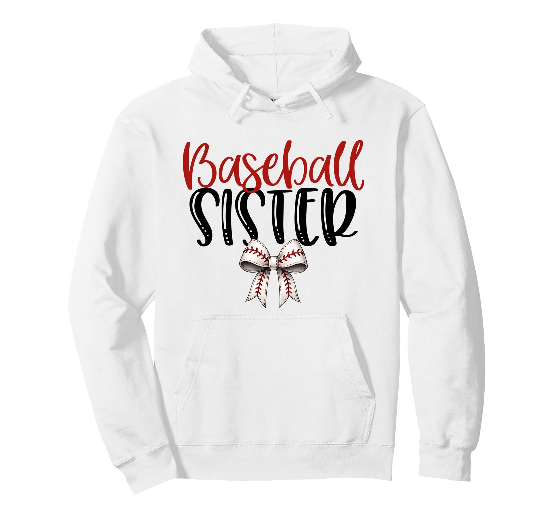Baseball Sister Coquette Bow Game Day Hoodie - Graphic Print for Adults - T-Shirt, Sweatshirt, Hoodie