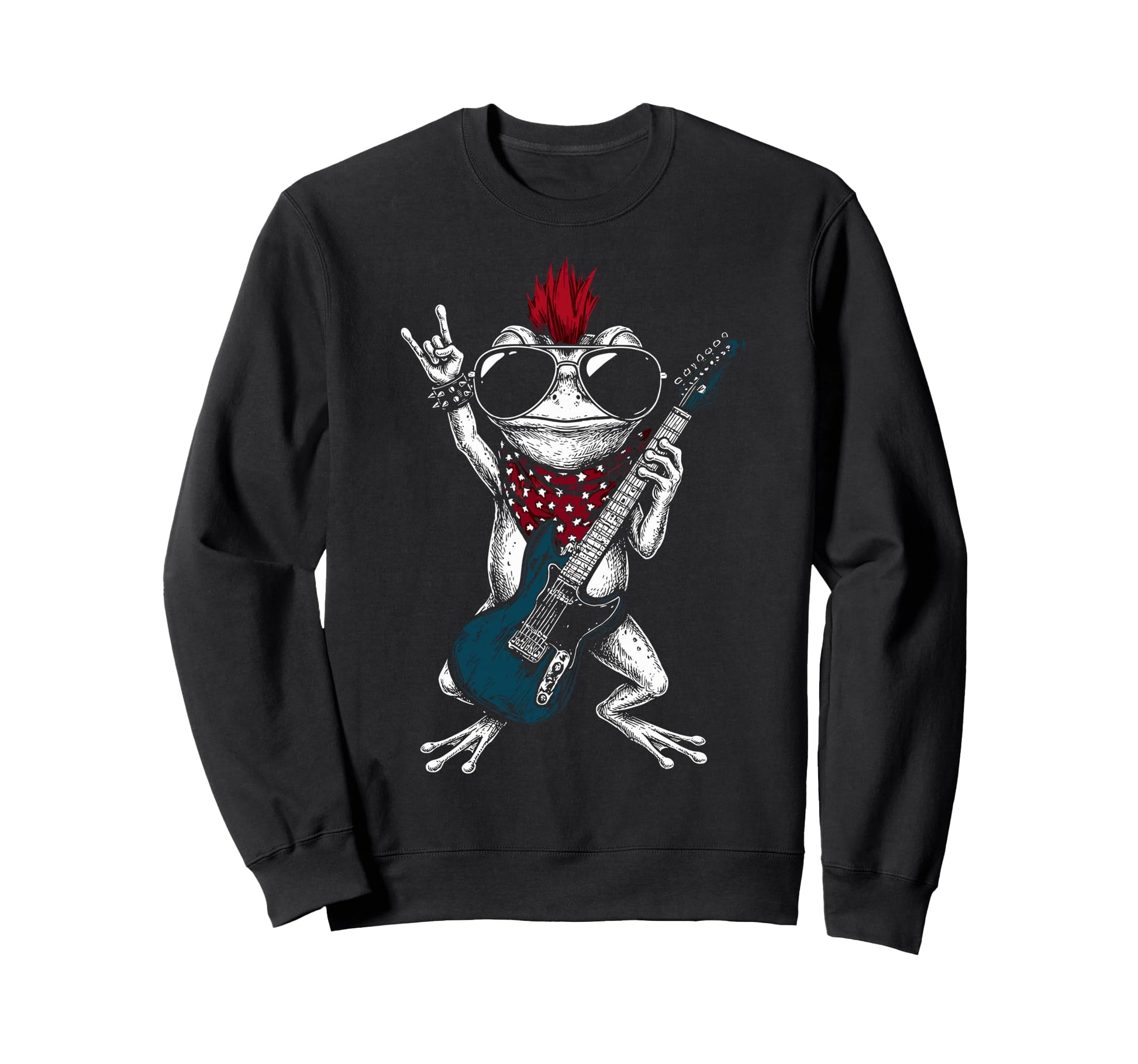 Funny Frog Playing Guitar Usa Sweatshirt - Custom Art Print Men Women - T-Shirt, Sweatshirt, Hoodie