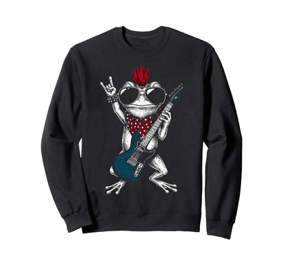 Funny Frog Playing Guitar Usa Sweatshirt - Custom Art Print Men Women - T-Shirt, Sweatshirt, Hoodie