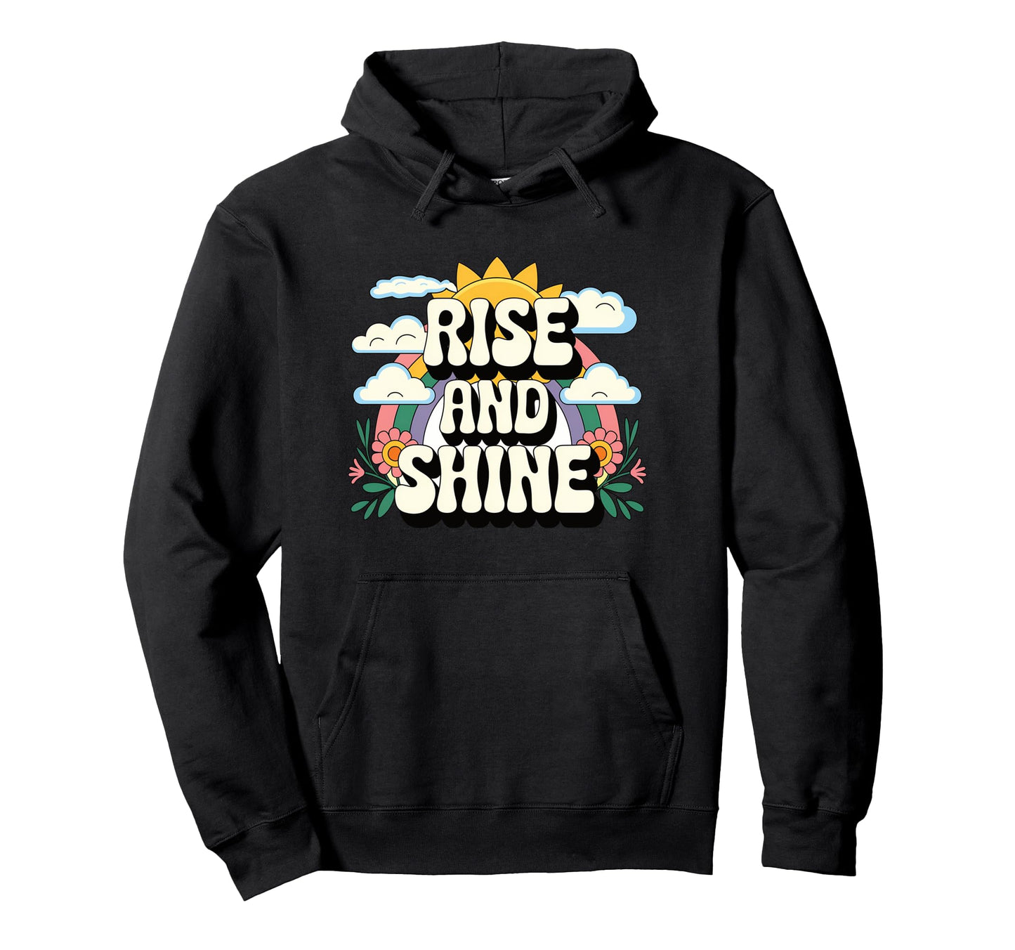 Rise And Shine 70S Sun Rainbow Boho Hoodie - Custom Art Print Men Women - T-Shirt, Sweatshirt, Hoodie