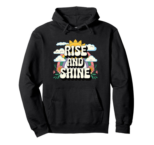 Rise And Shine 70S Sun Rainbow Boho Hoodie - Custom Art Print Men Women - T-Shirt, Sweatshirt, Hoodie