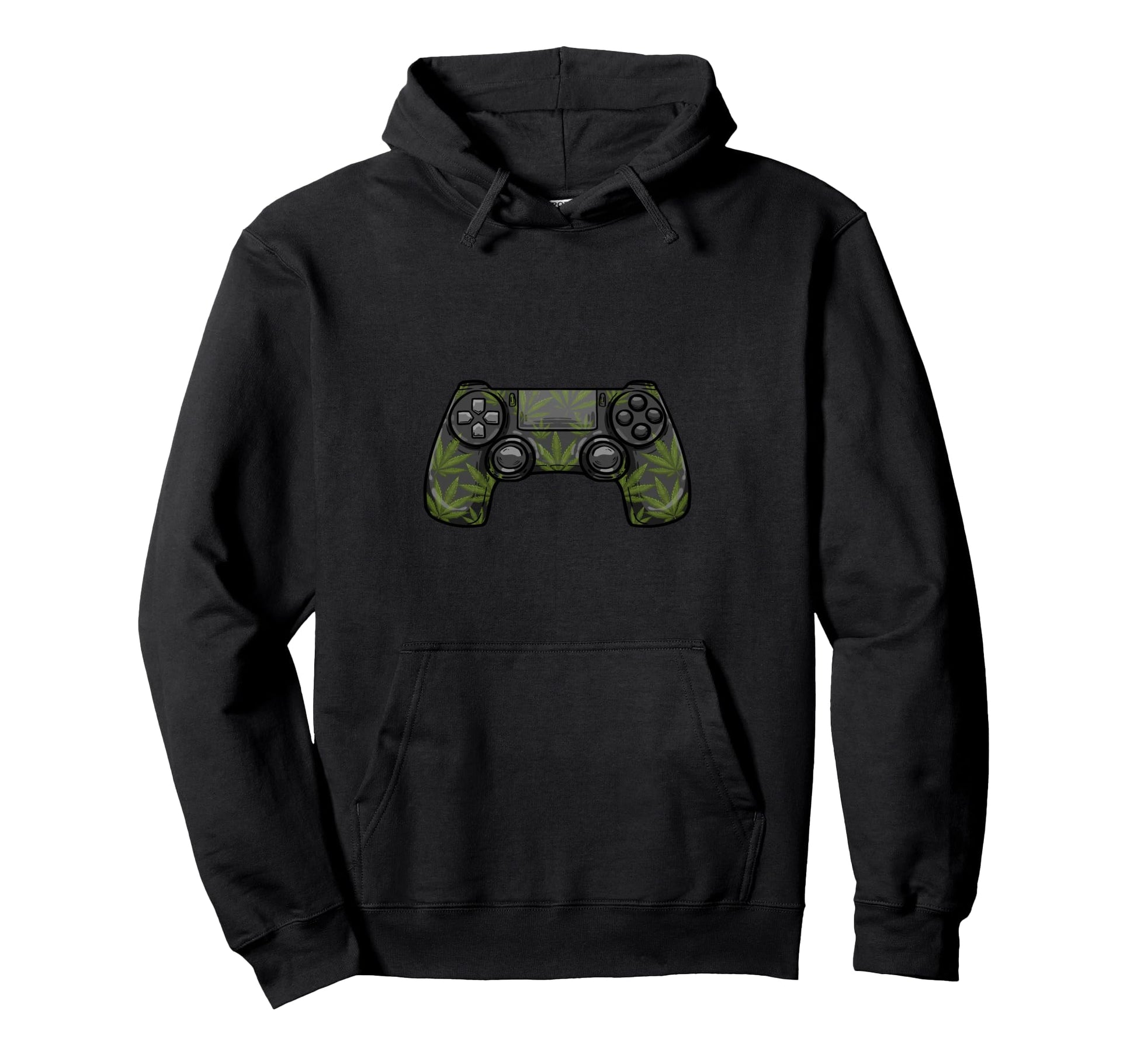 Game Controller Cannabis Leaf Gamepad Hoodie - Minimalist Print Men Women - T-Shirt, Sweatshirt, Hoodie