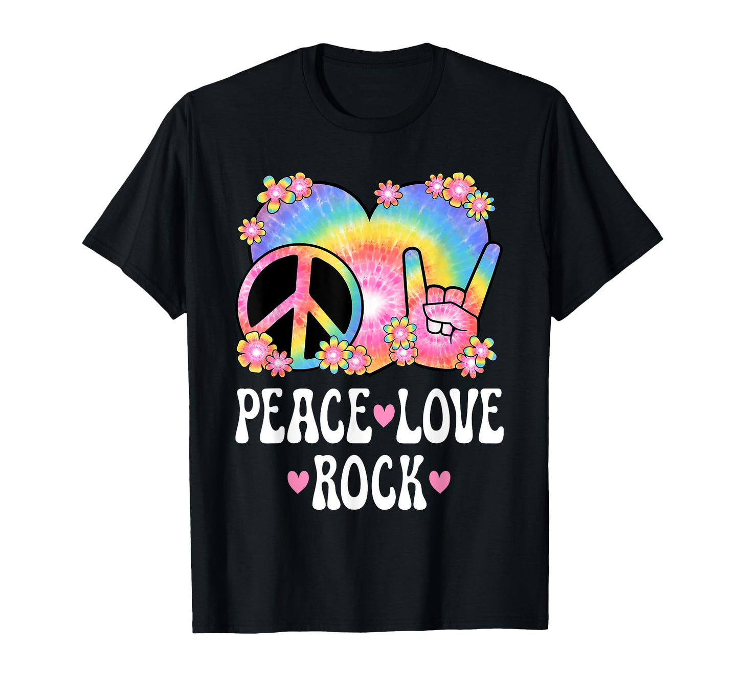 Peace Love Rock And Roll 60S 70S T-Shirt - Trendy Graphic for Adults - T-Shirt, Sweatshirt, Hoodie