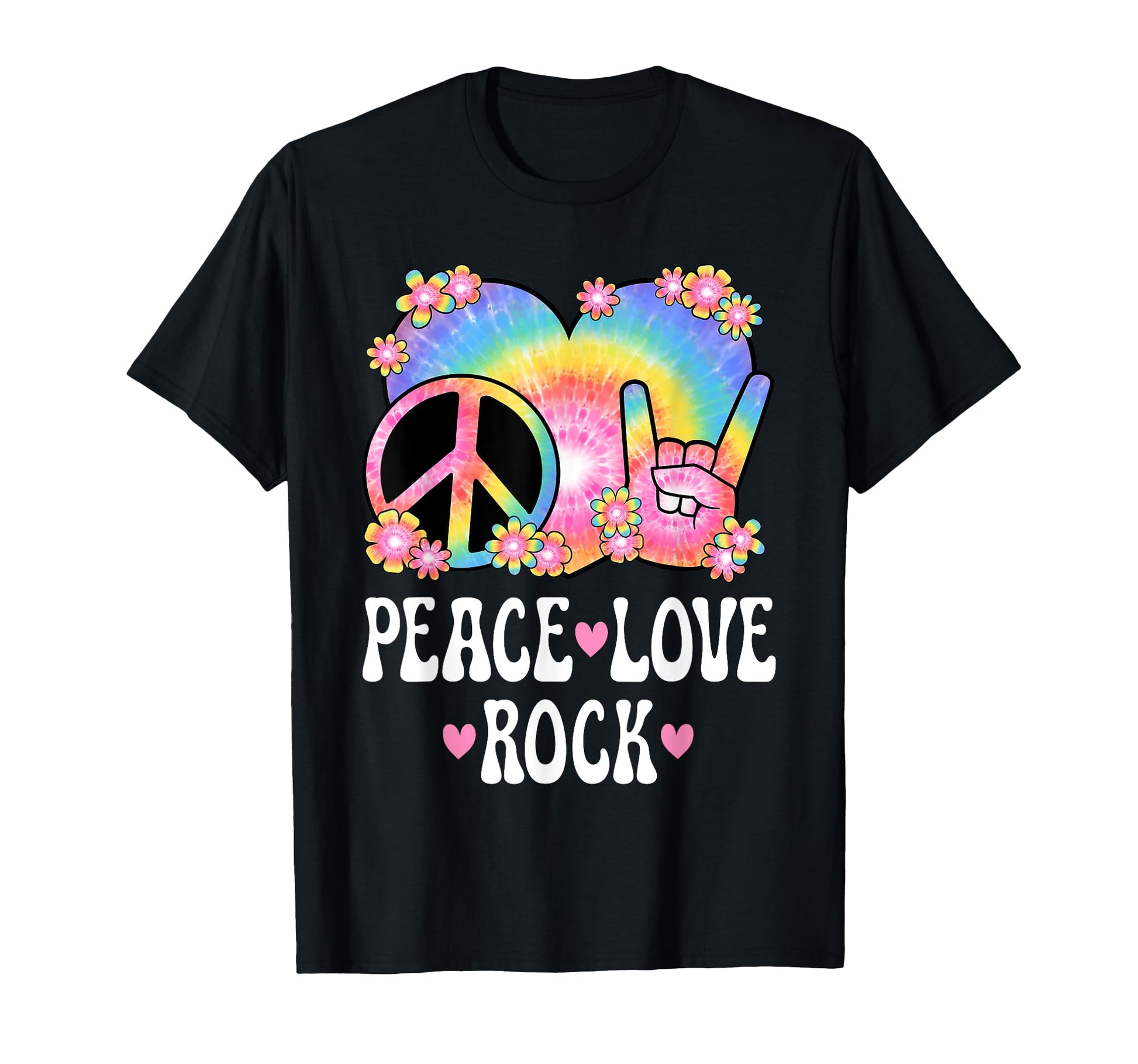 Peace Love Rock And Roll 60S 70S T-Shirt - Trendy Graphic for Adults - T-Shirt, Sweatshirt, Hoodie