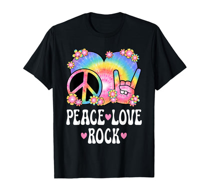 Peace Love Rock And Roll 60S 70S T-Shirt - Trendy Graphic for Adults - T-Shirt, Sweatshirt, Hoodie